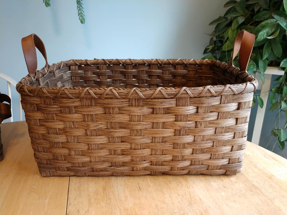 Leather Handled Storage Basket